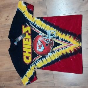 Vintage Y2K Majestic Kansas City Chiefs Tie-Dye T-Shirt Double-Sided NFL Men's M